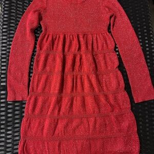 Red Sparkle Long Sleeve Dress